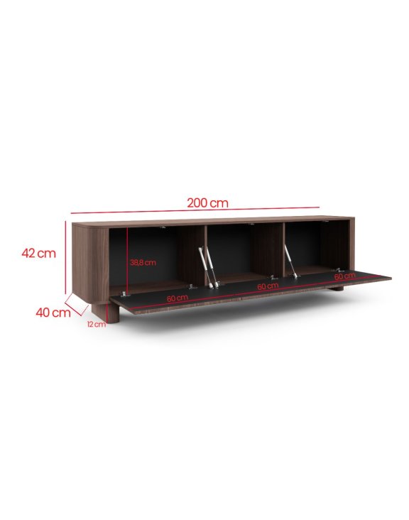 szafka rtv trenza 200 cm na nóżkach orzech lincoln