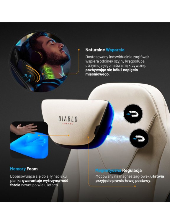 beżowa fotel gamingowy, xeye prime diablo