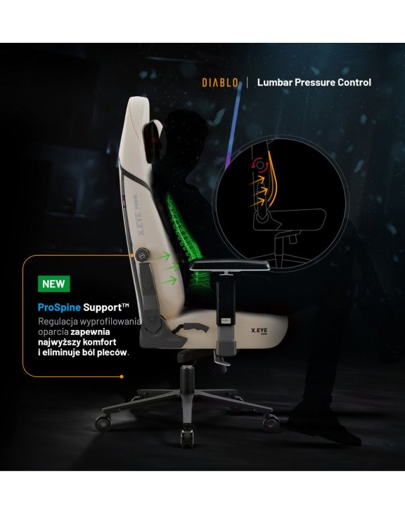 beżowa fotel gamingowy, xeye prime diablo