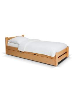 Drewniane łóżko jednoosobowe z pojemnikiem Relax 90x200 buk naturalny - Express