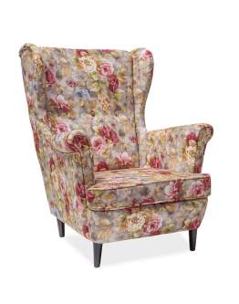 Fotel Lord Coral kwiaty - szary WM25