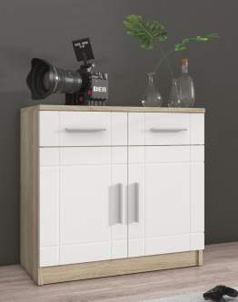 Komoda Paris Biały, Dąb Sonoma 2F2S