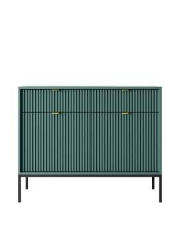 Komoda ryflowana Nova zielona z szufladami (KSZ104), green/black