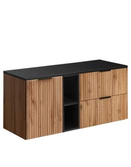Szafka umywalkowa dwuosobowa 120 cm z koszem na pranie (SET-ADO B BLACK 120CM LB)