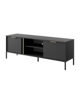 Szafka RTV Lars G antracyt ze złotymi detalami 153 cm