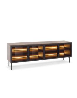 Szafka RTV z przeszklonymi frontami Lumi D 181 cm + LED