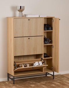 wysoka szafka na buty albany, naturalny dąb, lamele (24286)