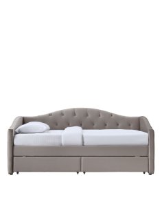 lóżko pojedyncze z szufladami aloha 90x200, beżowy velvet