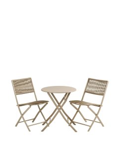zestaw ogrodowy arcas bistro set, składany stolik i 2 krzesła, taupe