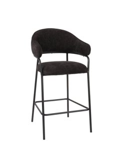 Hoker do kuchni z podnóżkiem Bianca, tapicerowany, czarny (3433) - OUTLET