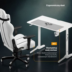 Biurko gamingowe z uchwytem na słuchawki i kubek białe, 100 cm: Diablo X-Mate 1000 5