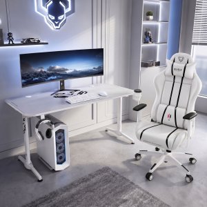 Biurko gamingowe z uchwytem na słuchawki i kubek białe, 140 cm: Diablo X-Mate 1400 12