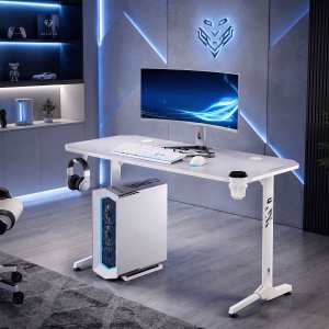 Biurko gamingowe z uchwytem na słuchawki i kubek białe, 140 cm: Diablo X-Mate 1400 13
