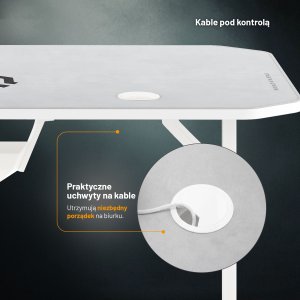 Biurko gamingowe z uchwytem na słuchawki i kubek białe, 140 cm: Diablo X-Mate 1400 4