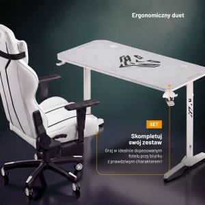 Biurko gamingowe z uchwytem na słuchawki i kubek białe, 140 cm: Diablo X-Mate 1400 6