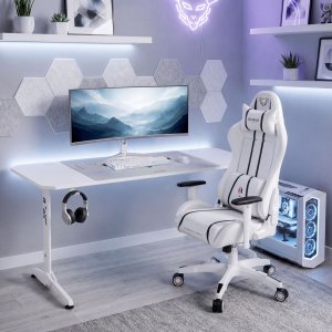 Biurko gamingowe z uchwytem na słuchawki i kubek białe, 160 cm: Diablo X-Mate 1600 12