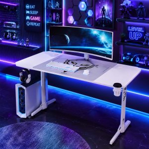 Biurko gamingowe z uchwytem na słuchawki i kubek białe, 160 cm: Diablo X-Mate 1600 13