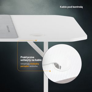 Biurko gamingowe z uchwytem na słuchawki i kubek białe, 160 cm: Diablo X-Mate 1600 4