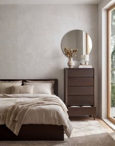 wysoka komoda blair z 5 szufladami (cd02) przydymiony dąb 70x118 cm