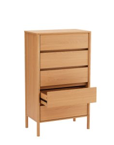 wysoka komoda blair z 5 szufladami (cd02) naturalny dąb 70x118 cm
