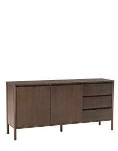 komoda blair 160 cm, przydymiony dąb, 3 szuflady i szafka (sb01)