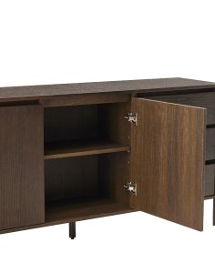 komoda blair 160 cm, przydymiony dąb, 3 szuflady i szafka (sb01)