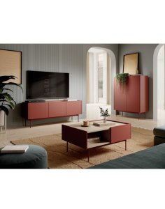 nowoczesna komoda color k-144 ceglasty/dąb linea