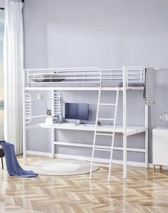łóżko piętrowe z biurkiem dolce 90x200, białe
