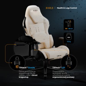 Fotel gamingowy beżowy z chłodzącym siedziskiem, Normal Size: Diablo X-One Prime Desert Storm 3