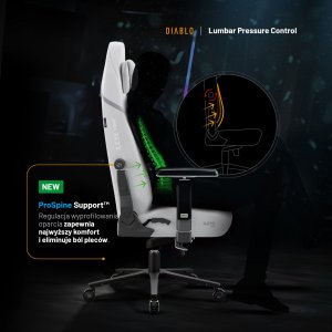 Fotel gamingowy biały z magnetycznym zagłówkiem Normal Size: Diablo X-Eye Prime Ghosted White 9