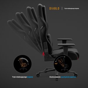 Fotel gamingowy czarny z chłodzącym siedziskiem, Normal Size: Diablo X-One Prime Burned Black 14