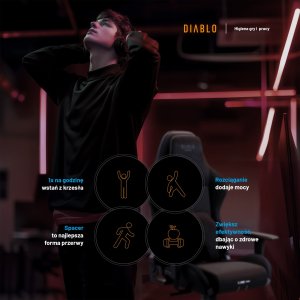 Fotel gamingowy czarny z chłodzącym siedziskiem, Normal Size: Diablo X-One Prime Burned Black 16