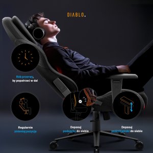 Fotel gamingowy czarny z chłodzącym siedziskiem, Normal Size: Diablo X-One Prime Burned Black 8
