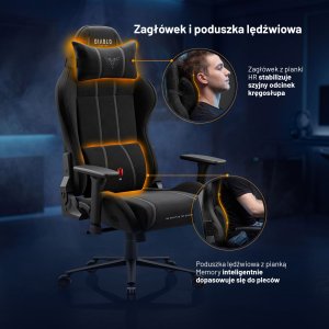 Fotel gamingowy materiałowy czarny Normal Size: Diablo X-One 2.0 Burned Black 7