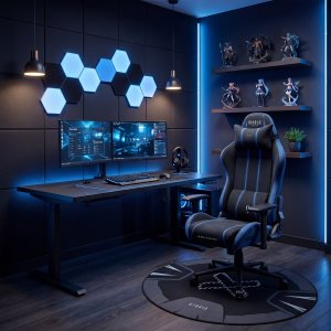 Fotel gamingowy materiałowy King Size, czarno-niebieski: Diablo X-One 2.0 Night Blue 3