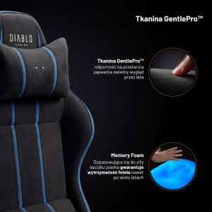 Fotel gamingowy materiałowy King Size, czarno-niebieski: Diablo X-One 2.0 Night Blue 4