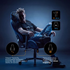 Fotel gamingowy materiałowy King Size, czarno-niebieski: Diablo X-One 2.0 Night Blue 7