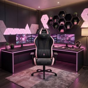 Fotel gamingowy materiałowy Normal Size, czarno-różowy: Diablo X-Horn 2.0 Akira Pink 12