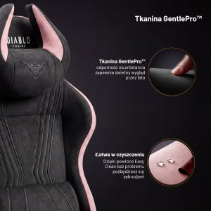 Fotel gamingowy materiałowy Normal Size, czarno-różowy: Diablo X-Horn 2.0 Akira Pink 3