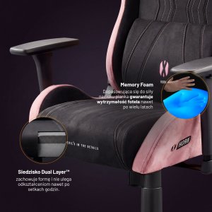 Fotel gamingowy materiałowy Normal Size, czarno-różowy: Diablo X-Horn 2.0 Akira Pink 9
