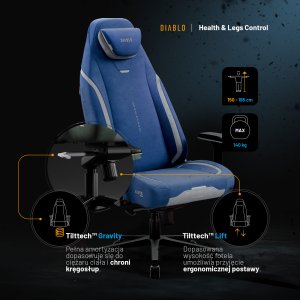 Fotel gamingowy niebieski z magnetycznym zagłówkiem Normal Size: Diablo X-Eye Prime Meta Ocean 10