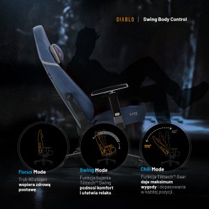 Fotel gamingowy niebieski z magnetycznym zagłówkiem Normal Size: Diablo X-Eye Prime Meta Ocean 12