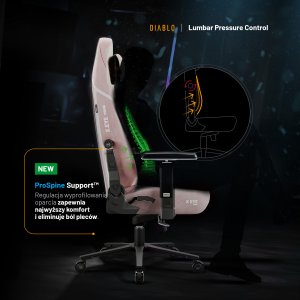 Fotel gamingowy różowy z magnetycznym zagłówkiem Normal Size: Diablo X-Eye Prime Akira Pink 12