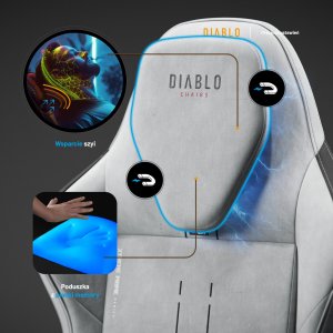 Fotel gamingowy szary z chłodzącym siedziskiem, Normal Size: Diablo X-One Prime Nightwolf Moon 11