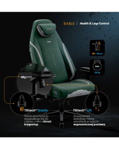 fotel gamingowy, diablo, butelkowa zieleń