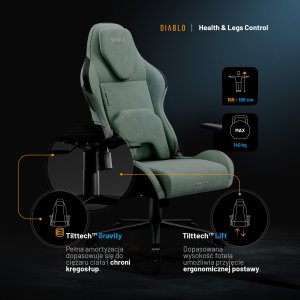 Fotel gamingowy zielony z chłodzącym siedziskiem, Normal Size: Diablo X-One Prime Ghotic Green 3