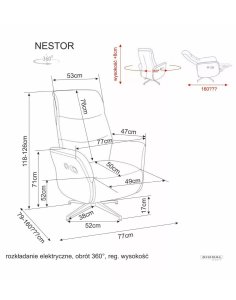 Fotel rozkładany elektrycznie Nestor Raven 45 - cappuccino