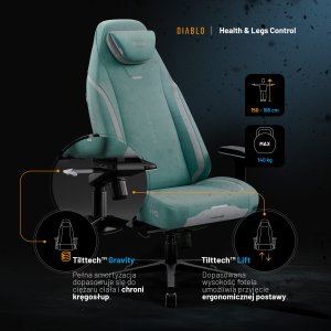 Gamingowy fotel z magnetycznym zagłówkiem miętowy Diablo X-Eye Prime Mystic Mint 11
