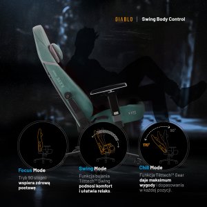 Gamingowy fotel z magnetycznym zagłówkiem miętowy Diablo X-Eye Prime Mystic Mint 13