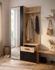 garderoba do przedpokoju lux dąb artisan czarny